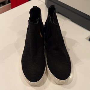 Black Leather sneaker Wedges